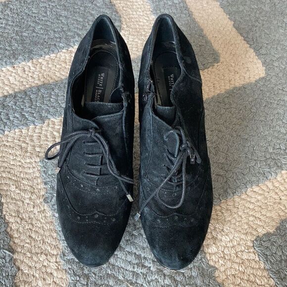 White House Black Market Black Platform Heels I Lace Up Booties Size 7.5 - Picture 4 of 7